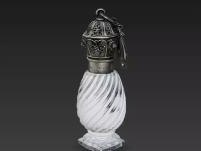 Antique Victorian Perfume Bottle  Ornate Silver  Marble Glass  3D model