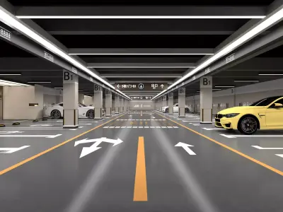 Indoor parking Low-poly 3D model