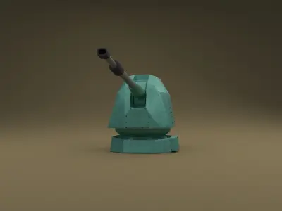 Low Poly Battleship Turret Low-poly 3D model