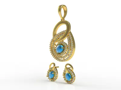 Diamond Pendant Set 21 3D print model