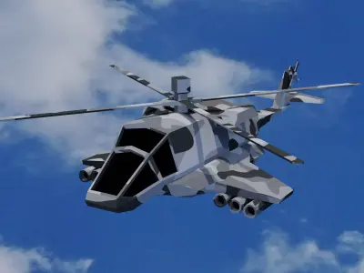 Helicopter flying in sky Low-poly 3D model