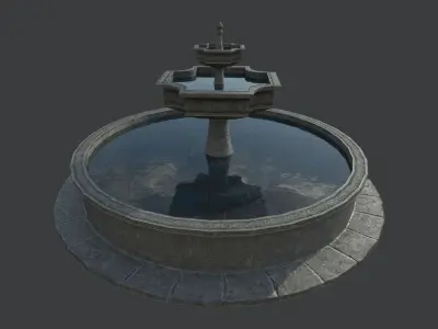 Old Gothic Style Garden Fountain Low-poly 3D model