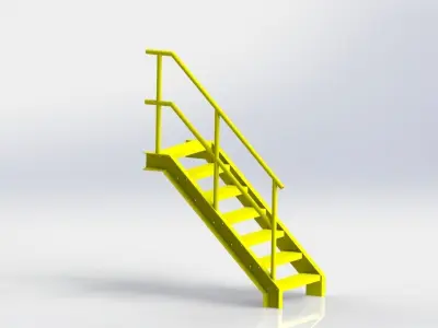 Steel stair  Low-poly 3D model