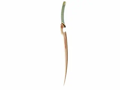 Short curved sword  Low-poly 3D model