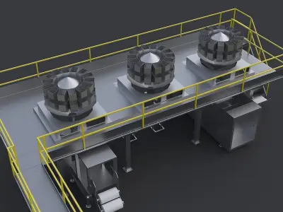 Food processing production line 3D model