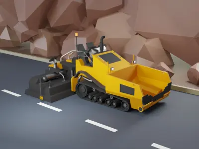 Asphalt Paver Heavy Vehicle Low-poly 3D model