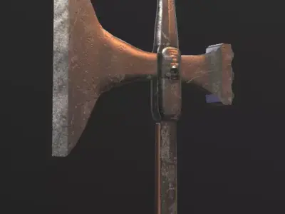 Poleaxe weapon Two-handed PBR Low-poly Game ready Low-poly 3D model