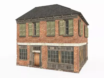 17th century brick houses in urban areas 3D model