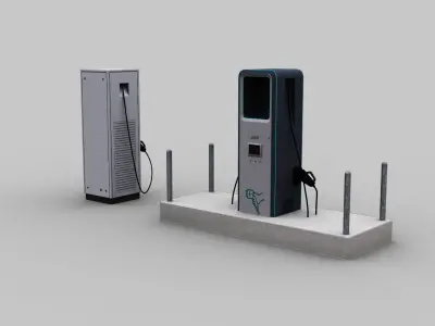 Electric Vehicle Chargers pack 3 Low-poly 3D model