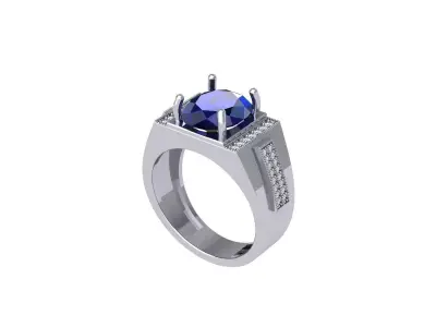Oval Art Deco Ring 3D print model 2