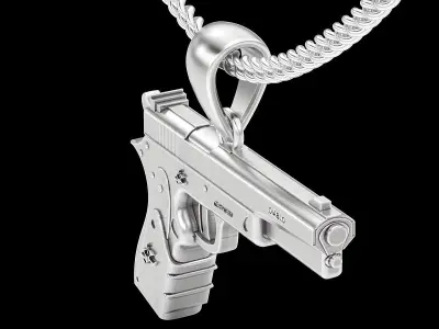 Gun Colt Hitman pendant silver gold jewelry 3D printable model 3D print model