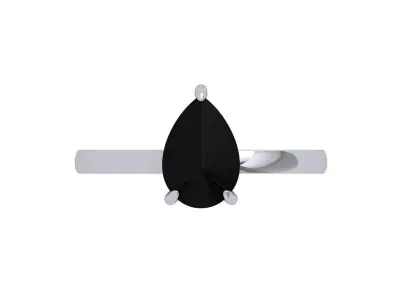 Pear Solitaire Ring 3D print model 9