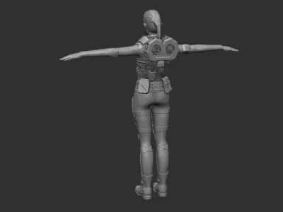Sci-fi Female soldier sculpt 3D model