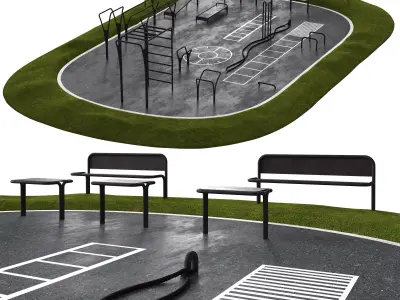 Outdoor Calisthenics and Fitness Park 3D Model 3D model