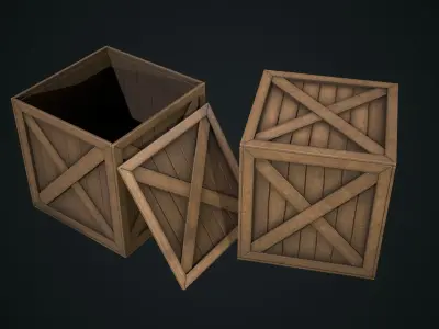 Wooden Cube Low-poly 3D model