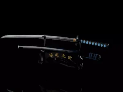 Katana Sword Low-poly 3D model 5