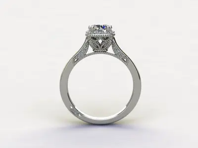 10024 halo diamond engagement ring 3D print model