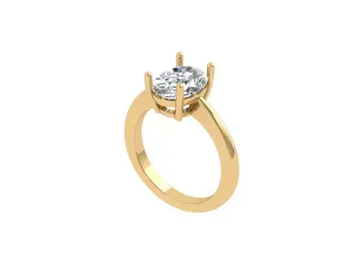 Oval Solitaire Ring 3D print model shop