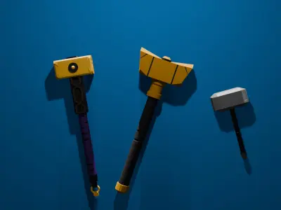 War Hammer Pack Low-poly 3D model