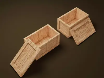 2 open wooden crates 1-35 and 1-1 scales for military diorama  3D model