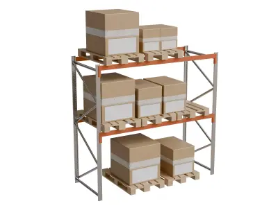 Carton boxes and metal frames Low-poly 3D model