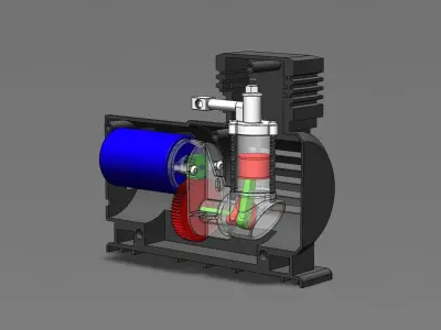 Functional mini air compressor 3D model