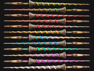 Medieval Spear Lance Cavalry Tournament  Weapon Armory Set Low-poly 3D model