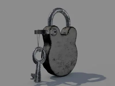 Medieval Padlock t1 3D model
