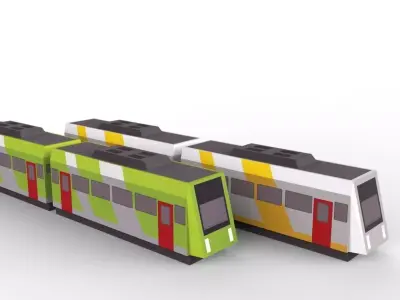 Low Poly Train three paper trains Free low-poly 3D model