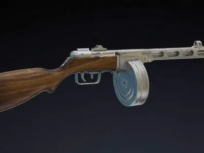 PPSh-41 Low Poly wooden gun Low-poly 3D model