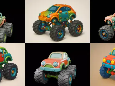 Monster Truck bundle 1 pack 100 glb 3D model