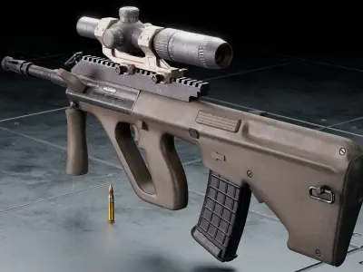 AUG Rifle Low-Poly Model Low-poly 3D model