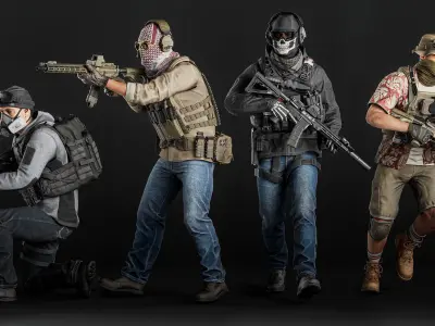 Modular PMC Character Low-poly 3D model purchase