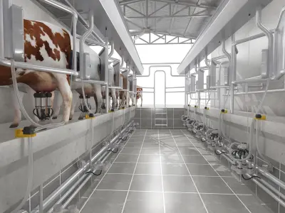 Milking Parlor 2 Green 3D model