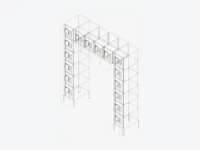 Locker - Metal - Locka - Classic - 16 Person Low-poly 3D model