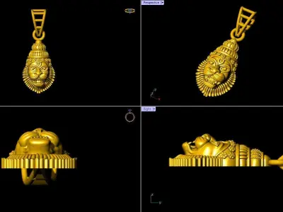 Lord Narasimha 3d Print Pendant File - 0049  3D print model
