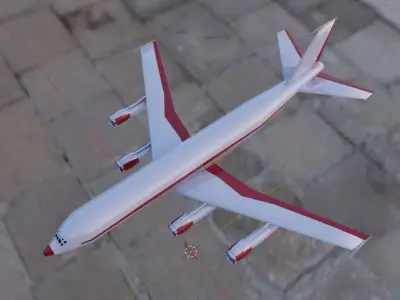 Fictional Quad Engine 1950s Jetliner 707-120B Inspired Low-poly 3D model