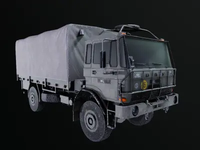 low poly truck with textures Low-poly 3D model