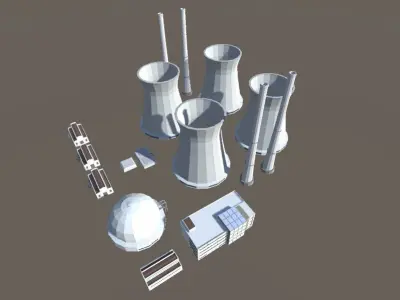 Stylized Nuclear Power Plant Low-poly 3D model