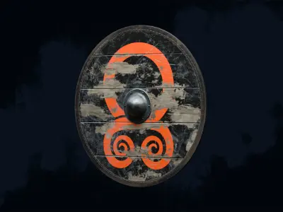 Viking shield 4 - War-Torn Low-poly 3D model