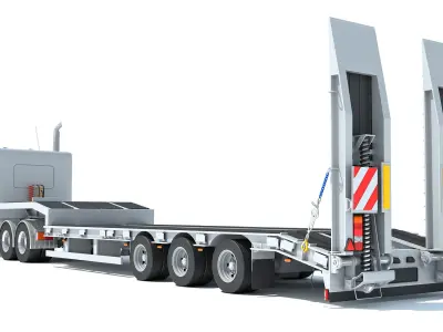 Semi-Truck with Platform Trailer 3D model