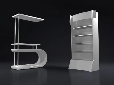 Exhibition sale and info stand Low-poly 3D model