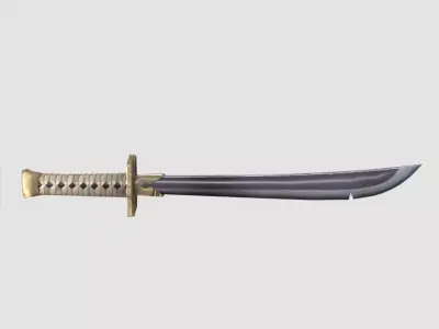 Wakizashi Katana Short blade japanese sword Low-poly 3D model