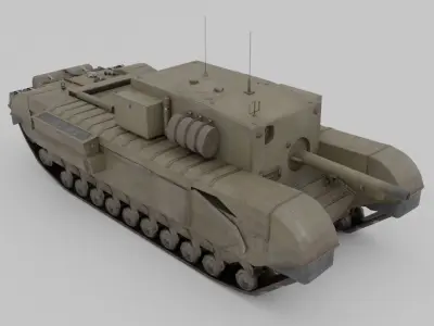 Churchill 3 inch gun carrier  Low-poly 3D model