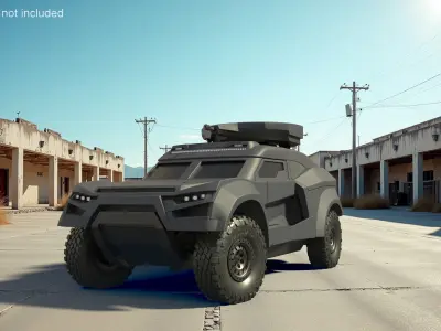 Armored Ground Interceptor Car with Raised Gun Turret 3D model