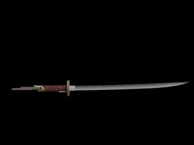 Katana samurai sword Low-poly 3D model get