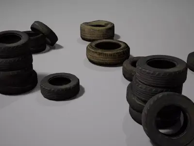 Tire Pack Low-poly 3D model