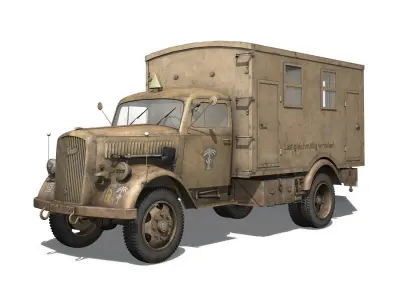 Opel Blitz - 3t Cargo Truck with Kofferaufbau- 21 PzDiv 3D model purchase
