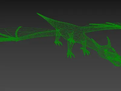 Low poly green dragon Low-poly 3D model