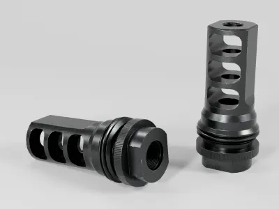 SilencerCo ASR Muzzle Brake Low-poly 3D model